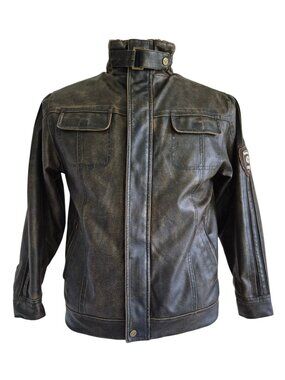 Hawke Co Adventure Legends 1958 Helicopter Faux Leather Bomber Sherpa Jacket